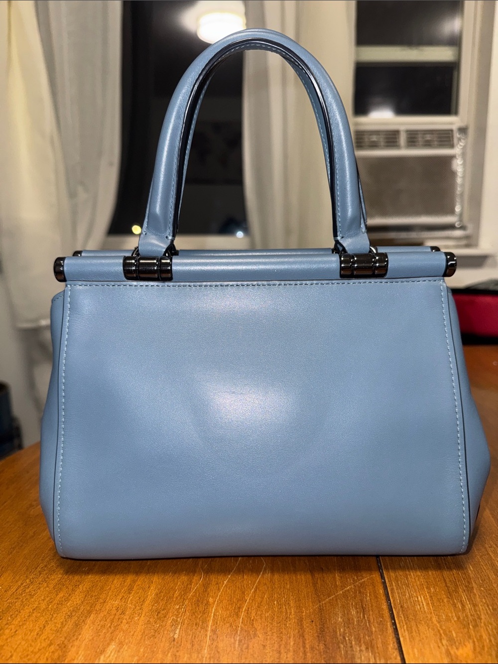 Coach Light Blue Leather Top-Handle Satchel - Picture 3 of 3